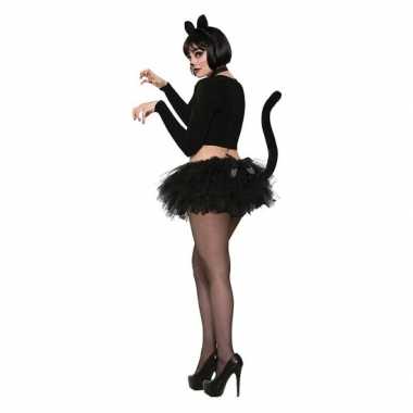 Catwoman katten/poezen carnavalskleding zwart staart