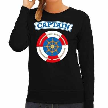 Kapitein/captain carnavalskleding trui zwart dames