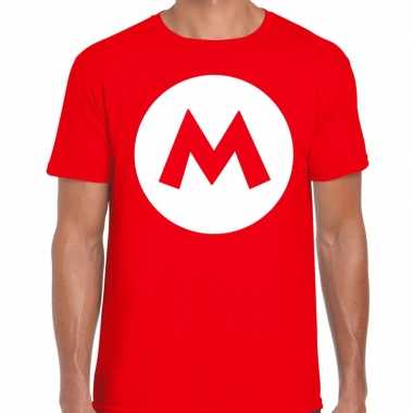 Mario loodgieter carnavalskleding shirt rood heren