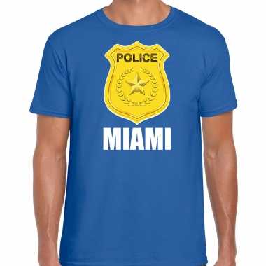 Miami police / politie embleem t shirt blauw heren carnavalskleding