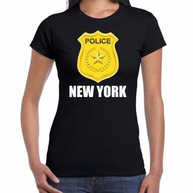 New york politie / police embleem t shirt zwart dames carnavalskleding