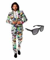 Carnavalskleding heren televisie print carnavalscarnavalskleding xl gratis zonnebril 10100458