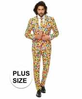 Grote maten gekleurde business suit confetti print carnavalskleding