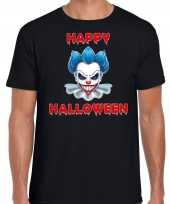 Halloween clown blauw horror shirt zwart heren carnavalskleding