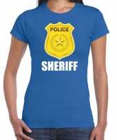 Politie police embleem sheriff t shirt blauw dames carnavalskleding