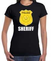 Politie police embleem sheriff t-shirt zwart dames carnavalskleding