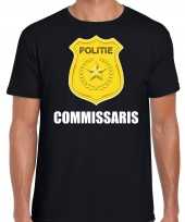 Shirt carnavalskleding politie embleem commissaris zwart heren