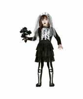 Skelet bruid kind carnavalskleding zwart wit