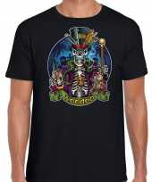 Voodoo skelet horror shirt zwart heren carnavalskleding