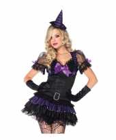 Zwart paars heksen carnavalskleding dames