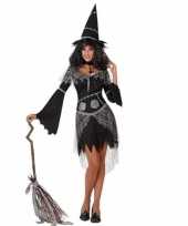Zwarte heksencarnavalskleding hoed dames